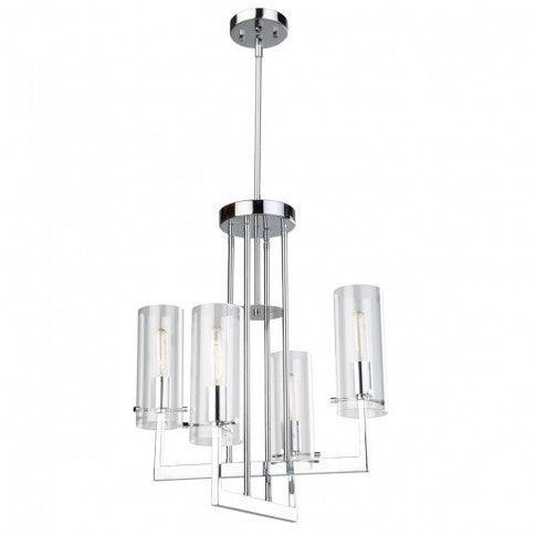 Chrome Arms with Clear Cylindrical Glass Shade Pendant - LV LIGHTING