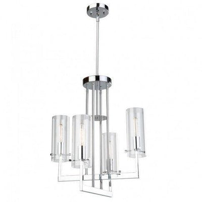 Chrome Arms with Clear Cylindrical Glass Shade Pendant - LV LIGHTING