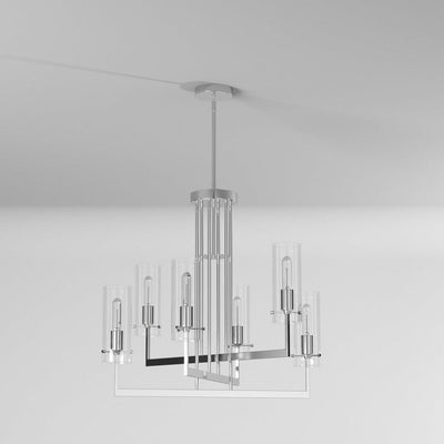 Chrome Arms with Clear Cylindrical Glass Shade Chandelier - LV LIGHTING