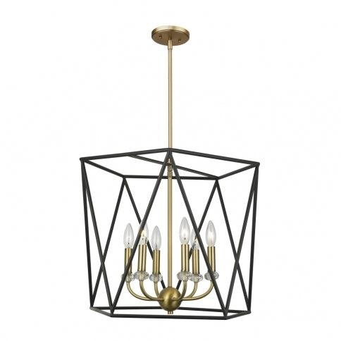 Black with Satin Brass Open Air Symmetrical Frame Chandelier - LV LIGHTING