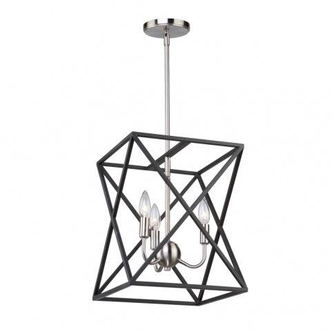 Black with Polished Nickel Open Air Symmetrical Frame Pendant - LV LIGHTING