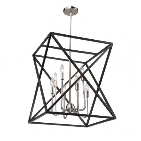 Black with Polished Nickel Open Air Symmetrical Frame Chandelier - LV LIGHTING