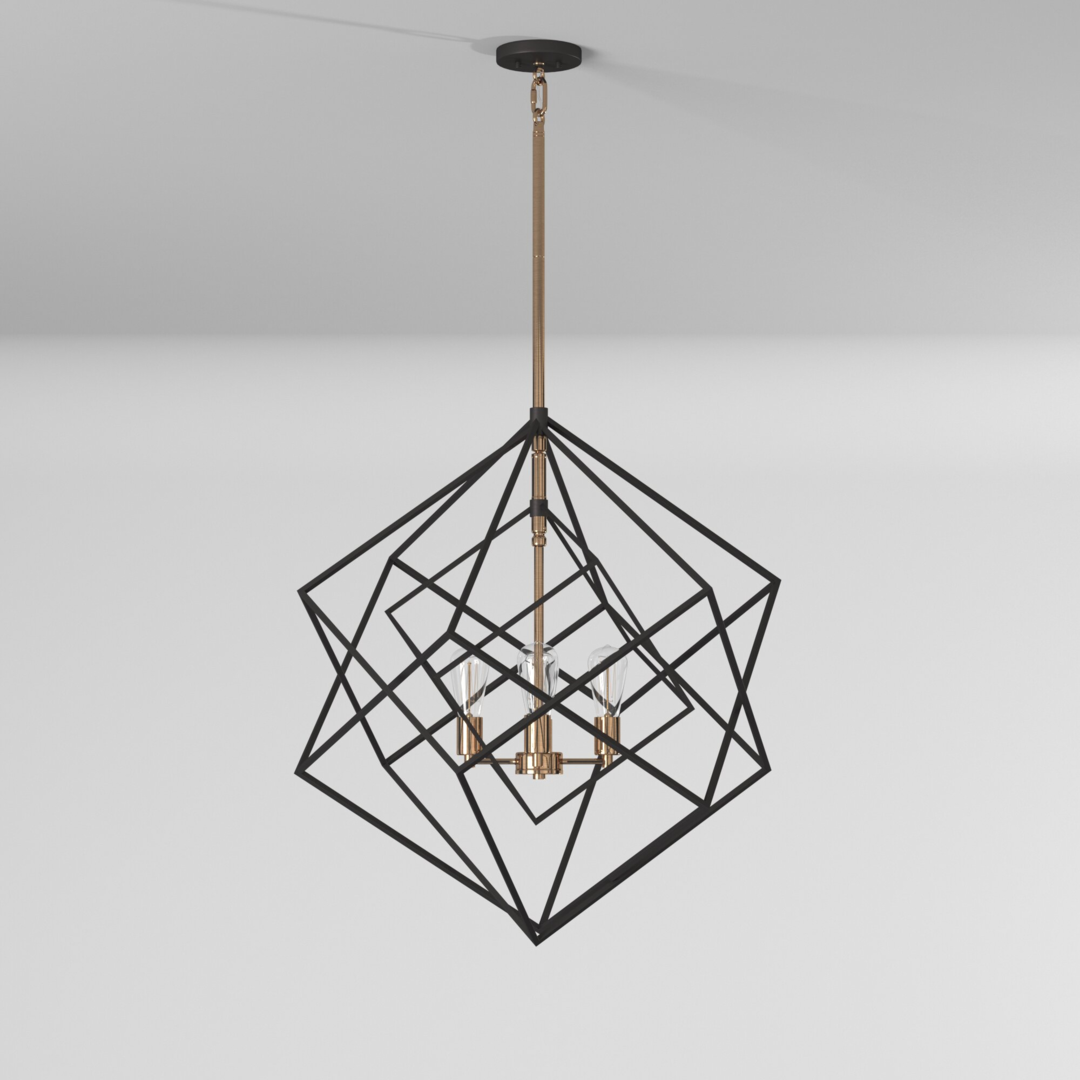 Steel Symmetrical Open Air Frame Chandelier