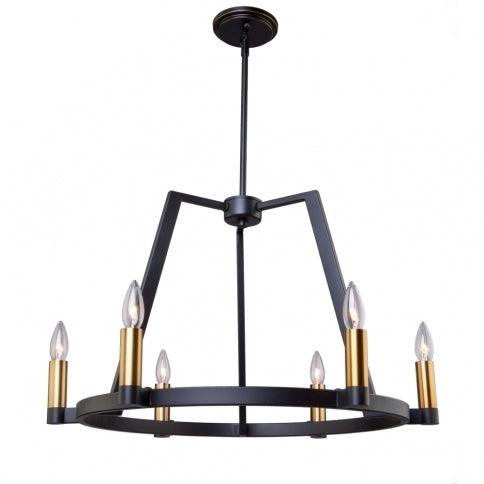 Black with Satin Brass Frame Chandelier - LV LIGHTING