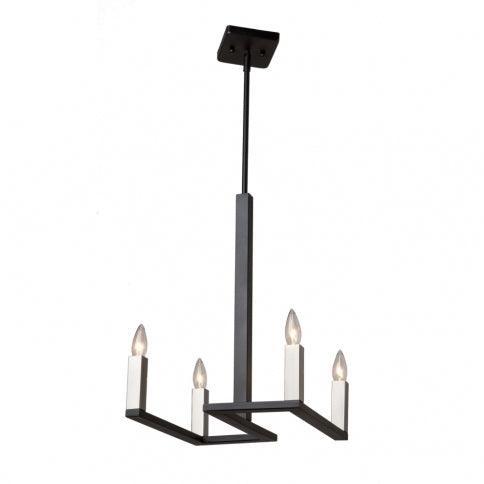 Matte Black with Satin Nickel Square Rod Pendant - LV LIGHTING