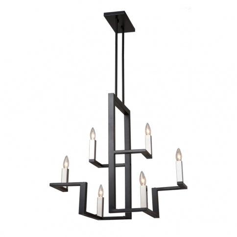 Matte Black with Satin Nickel Square Angled Chandelier - LV LIGHTING