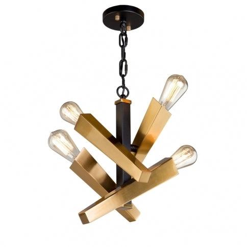 Black and Satin Brass Torch Shaped Arm Pendant - LV LIGHTING