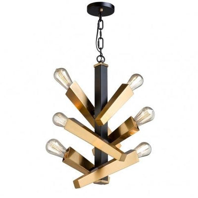 Black and Satin Brass Torch Shaped Arm Pendant - LV LIGHTING