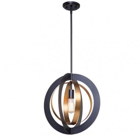 Dark Bronze with Satin Brass Ring Frame Pendant - LV LIGHTING