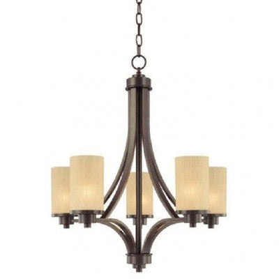 Steel Arch Arm with Cylindrical Glass Shade Chandelier - LV LIGHTING