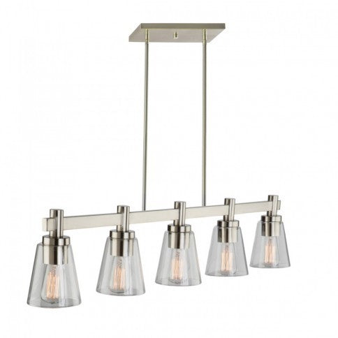 Steel Frame with Clear Conical Glass Shade Linear Pendant