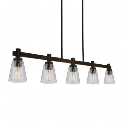 Steel Frame with Clear Conical Glass Shade Linear Pendant