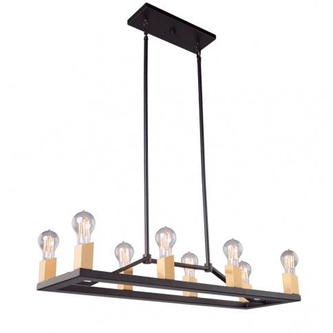 Dark Bronze with Satin Brass Rectangular Frame Linear Pendant - LV LIGHTING