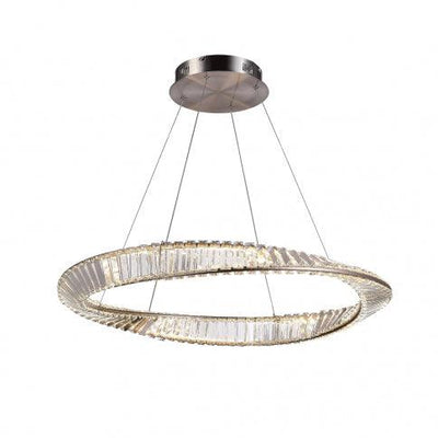 LED Satin Nickel Wrapped with Clear Crystal Chandelier - LV LIGHTING