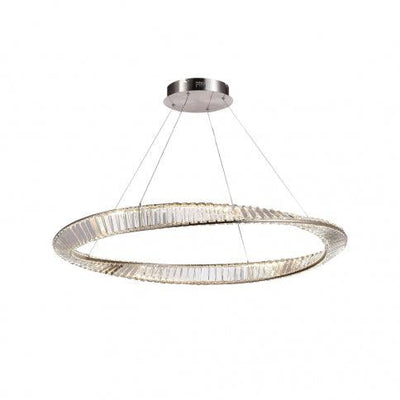 LED Satin Nickel Wrapped with Clear Crystal Chandelier - LV LIGHTING