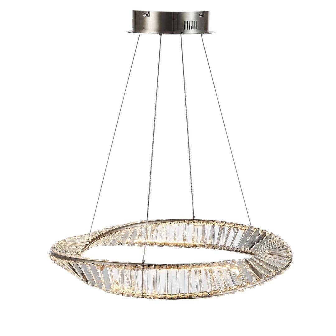 LED Satin Nickel Wrapped with Clear Crystal Chandelier - LV LIGHTING