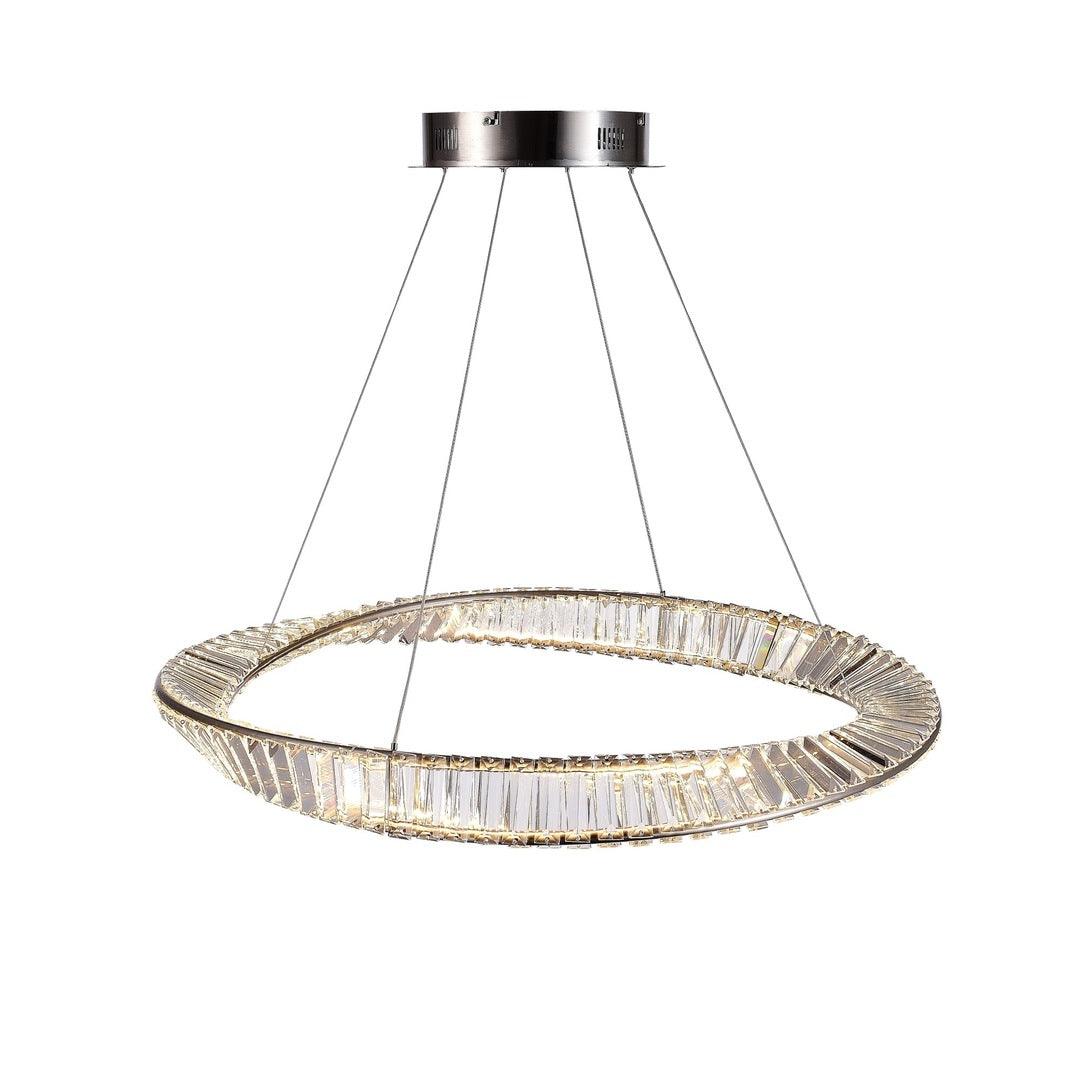 LED Satin Nickel Wrapped with Clear Crystal Chandelier - LV LIGHTING