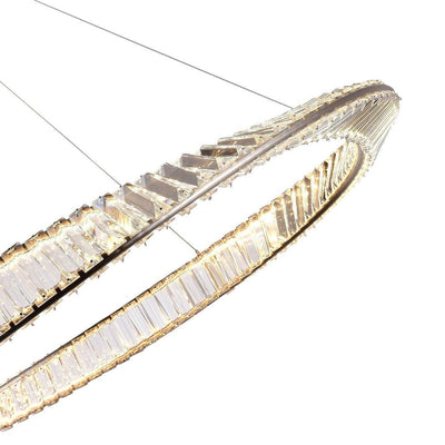 LED Satin Nickel Wrapped with Clear Crystal Chandelier - LV LIGHTING