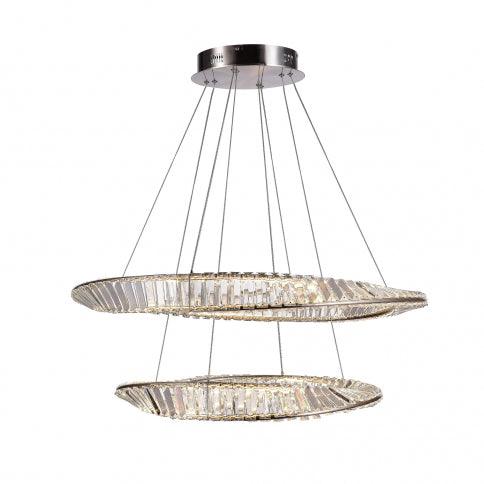 LED Steel Frame Wrapped with Clear Crystal Double Layer Chandelier - LV LIGHTING