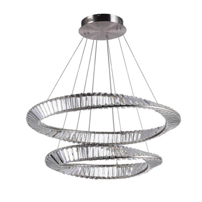 LED Steel Frame Wrapped with Clear Crystal Double Layer Chandelier - LV LIGHTING