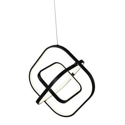 LED Semi Gloss Black Square with Circular Edges Pendant - LV LIGHTING