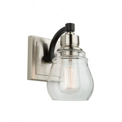 Black and Brushed Nickel with Clear Glass Shade Wall Sconce - LV LIGHTING