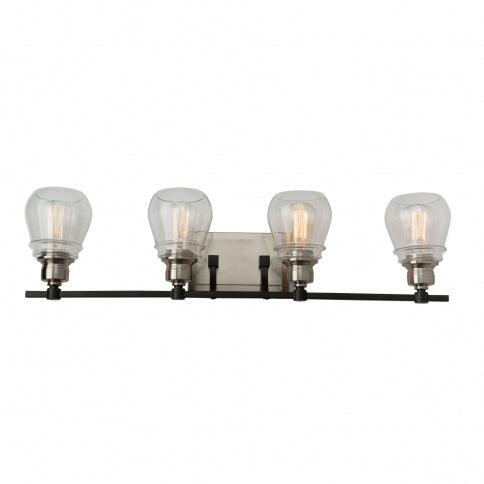 Black and Brushed Nickel with Clear Glass Shade Vanity Light - LV LIGHTING