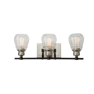 Black and Brushed Nickel with Clear Glass Shade Vanity Light - LV LIGHTING