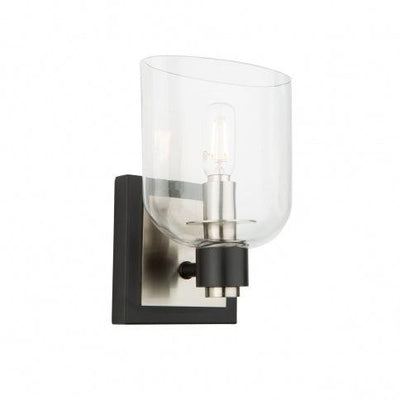 Black and Brushed Nickel Frame with Clear Glass Shade Wall Sconce - LV LIGHTING