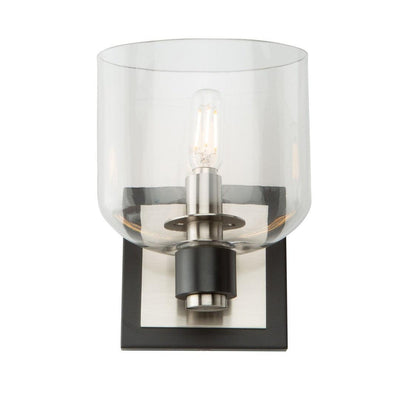 Black and Brushed Nickel Frame with Clear Glass Shade Wall Sconce - LV LIGHTING