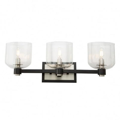 Black and Brushed Nickel Frame with Clear Glass Shade Vanity Light - LV LIGHTING