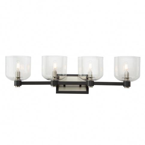 Black and Brushed Nickel Frame with Clear Glass Shade Vanity Light - LV LIGHTING