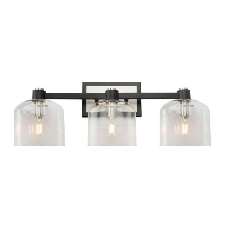 Black and Brushed Nickel Frame with Clear Glass Shade Vanity Light - LV LIGHTING