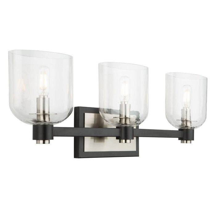 Black and Brushed Nickel Frame with Clear Glass Shade Vanity Light - LV LIGHTING