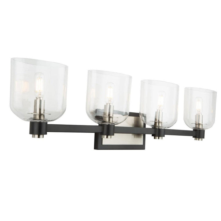 Black and Brushed Nickel Frame with Clear Glass Shade Vanity Light - LV LIGHTING