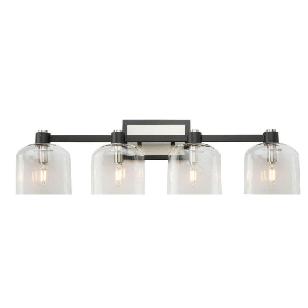 Black and Brushed Nickel Frame with Clear Glass Shade Vanity Light - LV LIGHTING