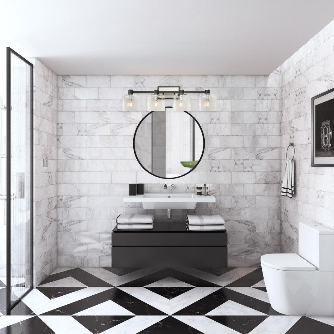 Black and Brushed Nickel Frame with Clear Glass Shade Vanity Light - LV LIGHTING