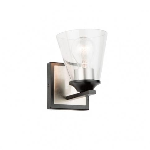 Black and Brushed Nickel Frame with Clear Conical Glass Shade Wall Sconce - LV LIGHTING