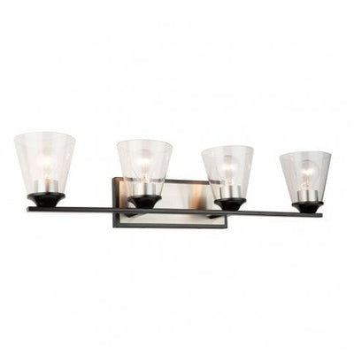 Black and Brushed Nickel Frame with Clear Conical Glass Shade Vanity Light - LV LIGHTING