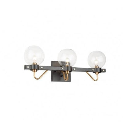 Matte Black and Harvest Brass with Glass Globe Vanity Light - LV LIGHTING