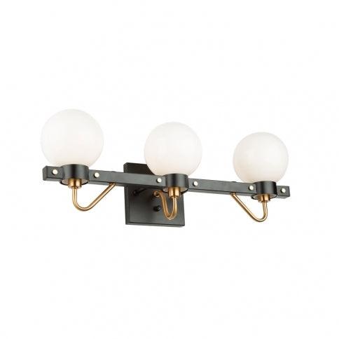 Matte Black and Harvest Brass with Glass Globe Vanity Light - LV LIGHTING