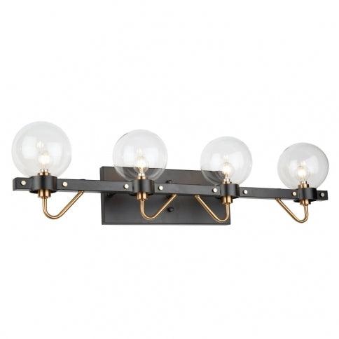 Matte Black and Harvest Brass with Glass Globe Vanity Light - LV LIGHTING