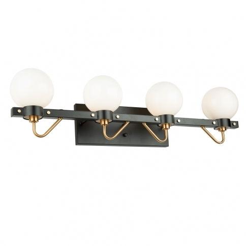 Matte Black and Harvest Brass with Glass Globe Vanity Light - LV LIGHTING