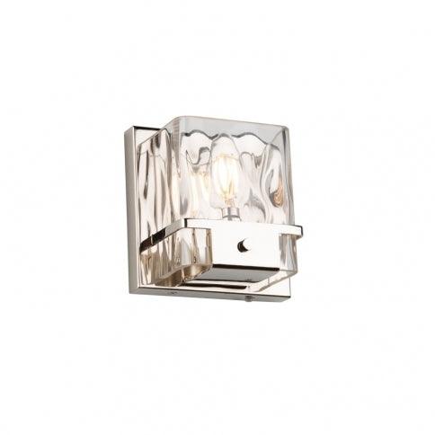 Polished Nickel Frame with Clear Hammered Glass Shade Wall Sconce - LV LIGHTING