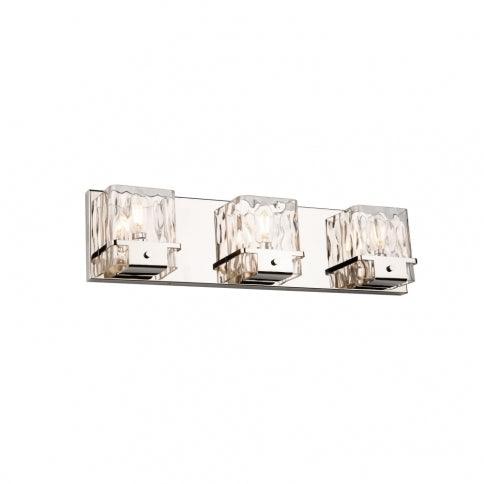 Polished Nickel Frame with Clear Hammered Glass Shade Vanity Light - LV LIGHTING