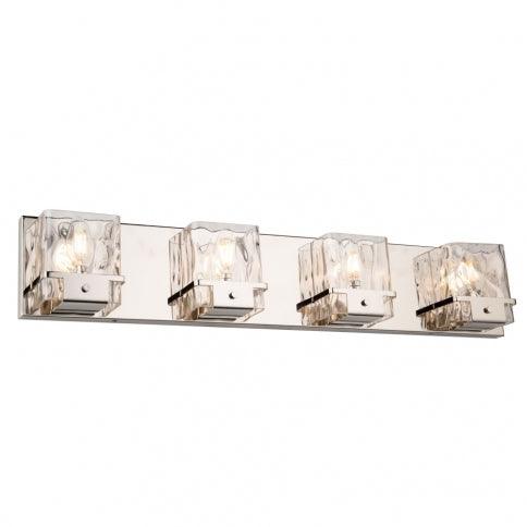 Polished Nickel Frame with Clear Hammered Glass Shade Vanity Light - LV LIGHTING