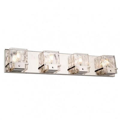 Polished Nickel Frame with Clear Hammered Glass Shade Vanity Light - LV LIGHTING