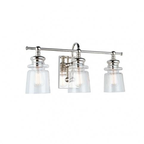Steel Arch Arm and Rod with Clear Glass Shade Vanity Light - LV LIGHTING
