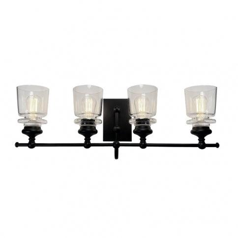 Steel Arch Arm and Rod with Clear Glass Shade Vanity Light - LV LIGHTING