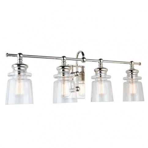 Steel Arch Arm and Rod with Clear Glass Shade Vanity Light - LV LIGHTING